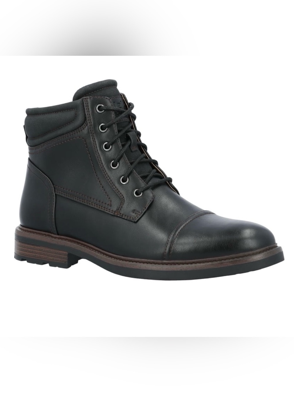 BRAND NEW GEORGE Men's Black Leather Lace-Up Ankle Boots Size 9 - Picture 1 of 2